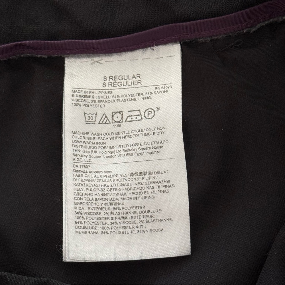 Banana Republic Martin Fit Size 8R Black Straight Silhouette Fully Lined Pants - Picture 8 of 8